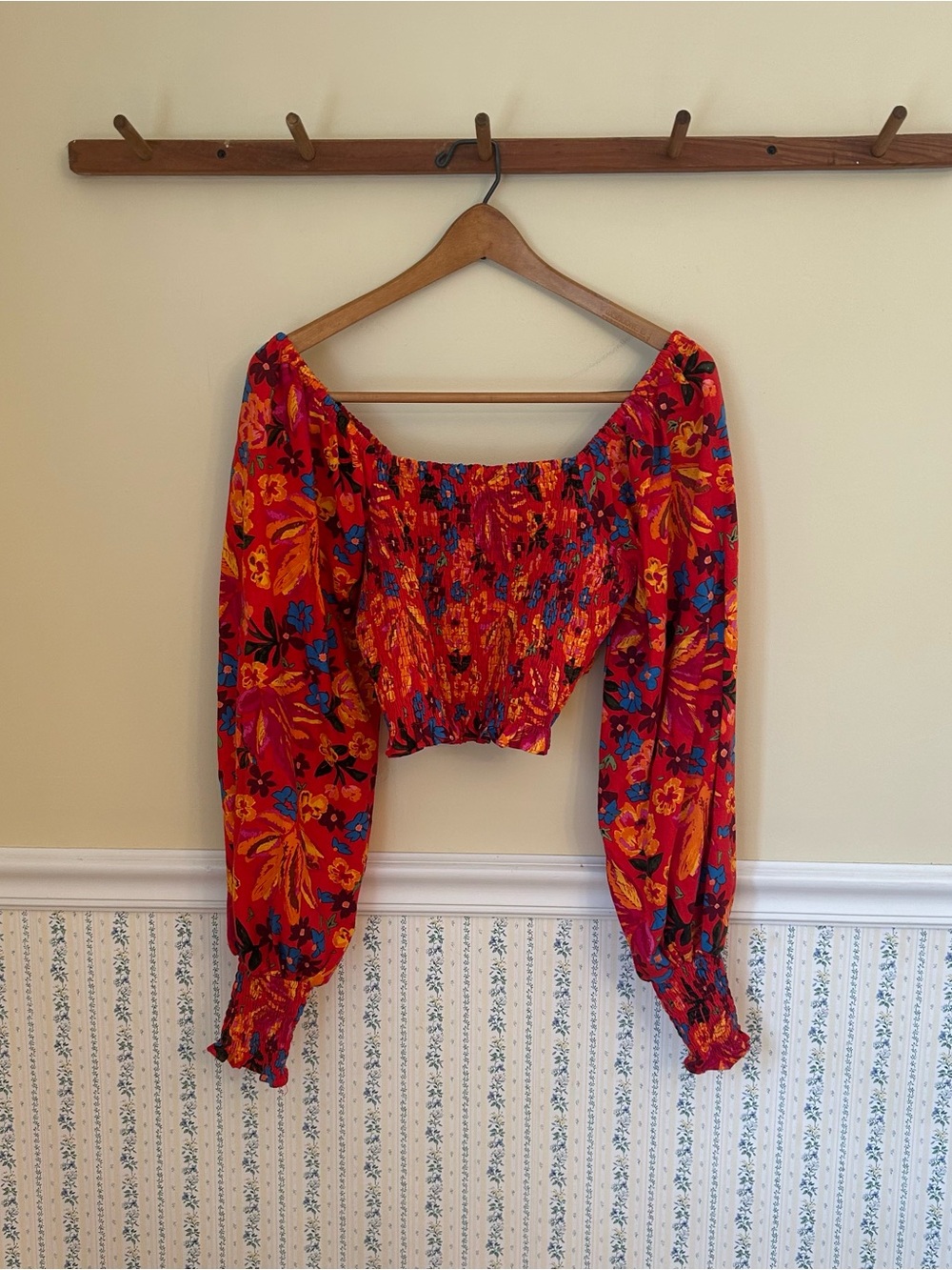 Maison D’Amélie Floral Long Sleeve Crop Top